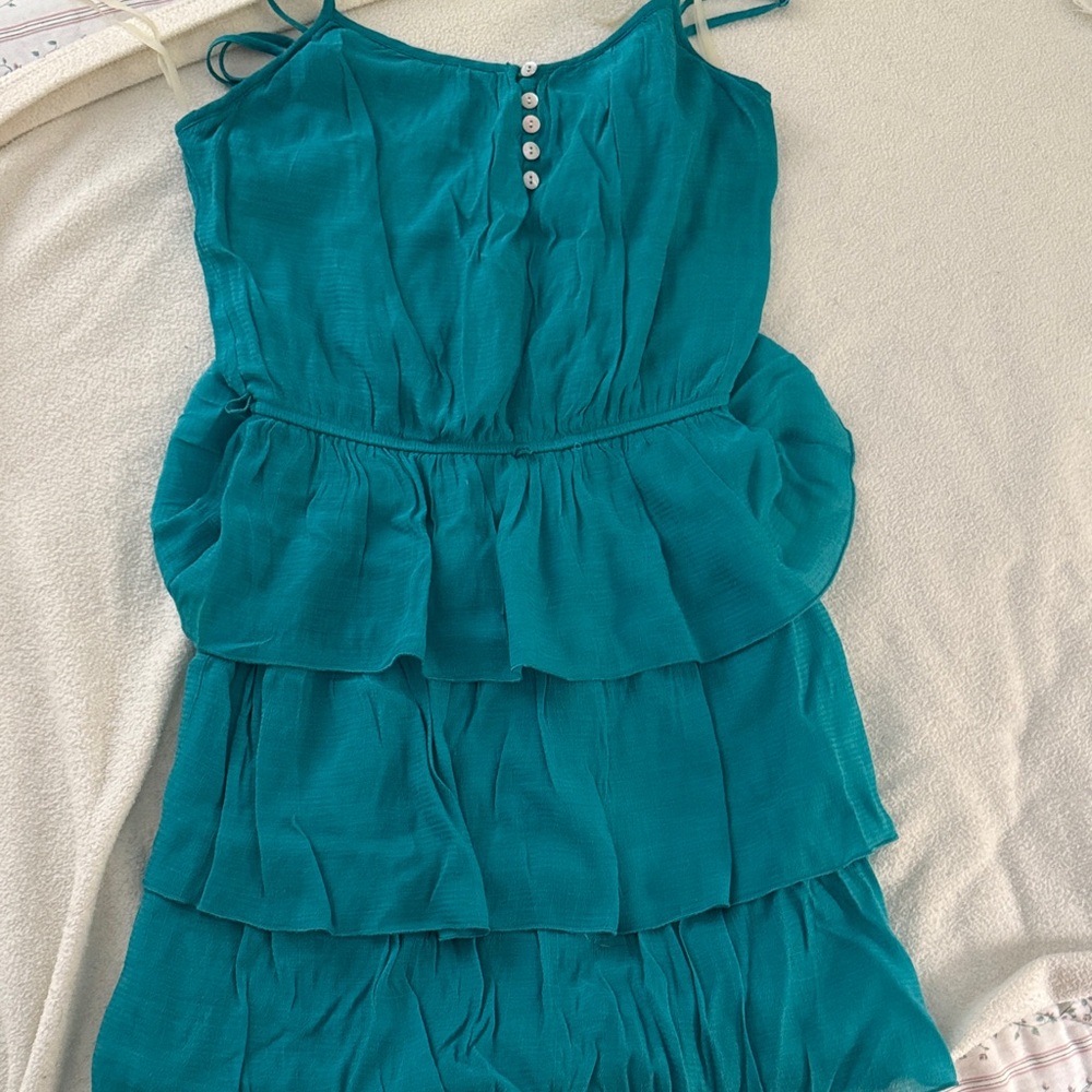 Teal Sleeveless Tiered Dress
